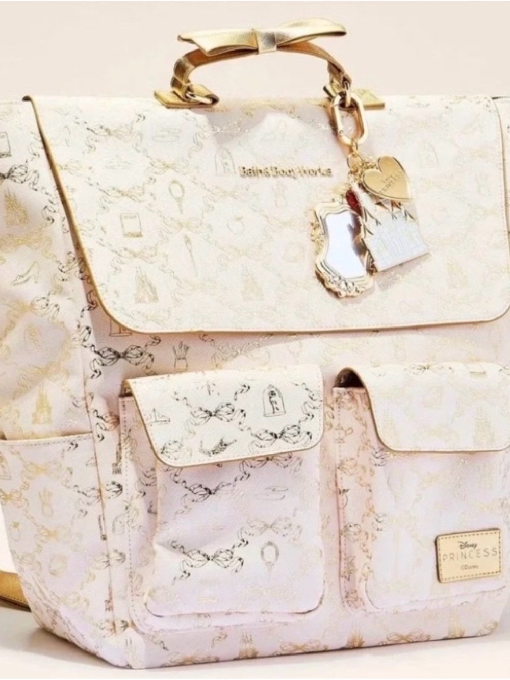 Bath & Body Works Cream & Gold Disney Princess Backpack Tote